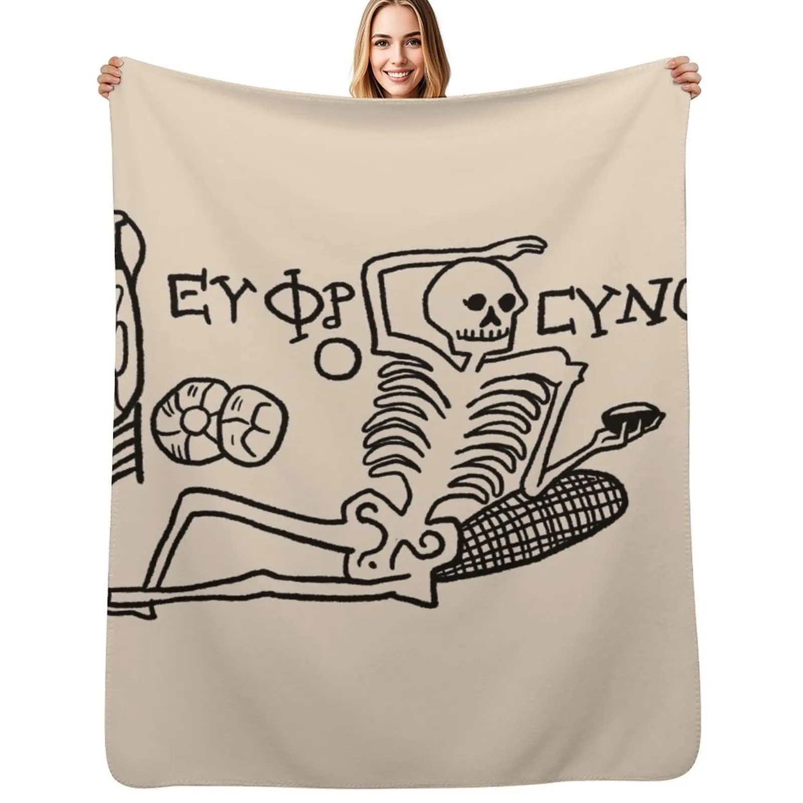 

Be Cheerful, Live Well Skeleton Throw Blanket Warm Plush Fuzzy Blanket for Living Room