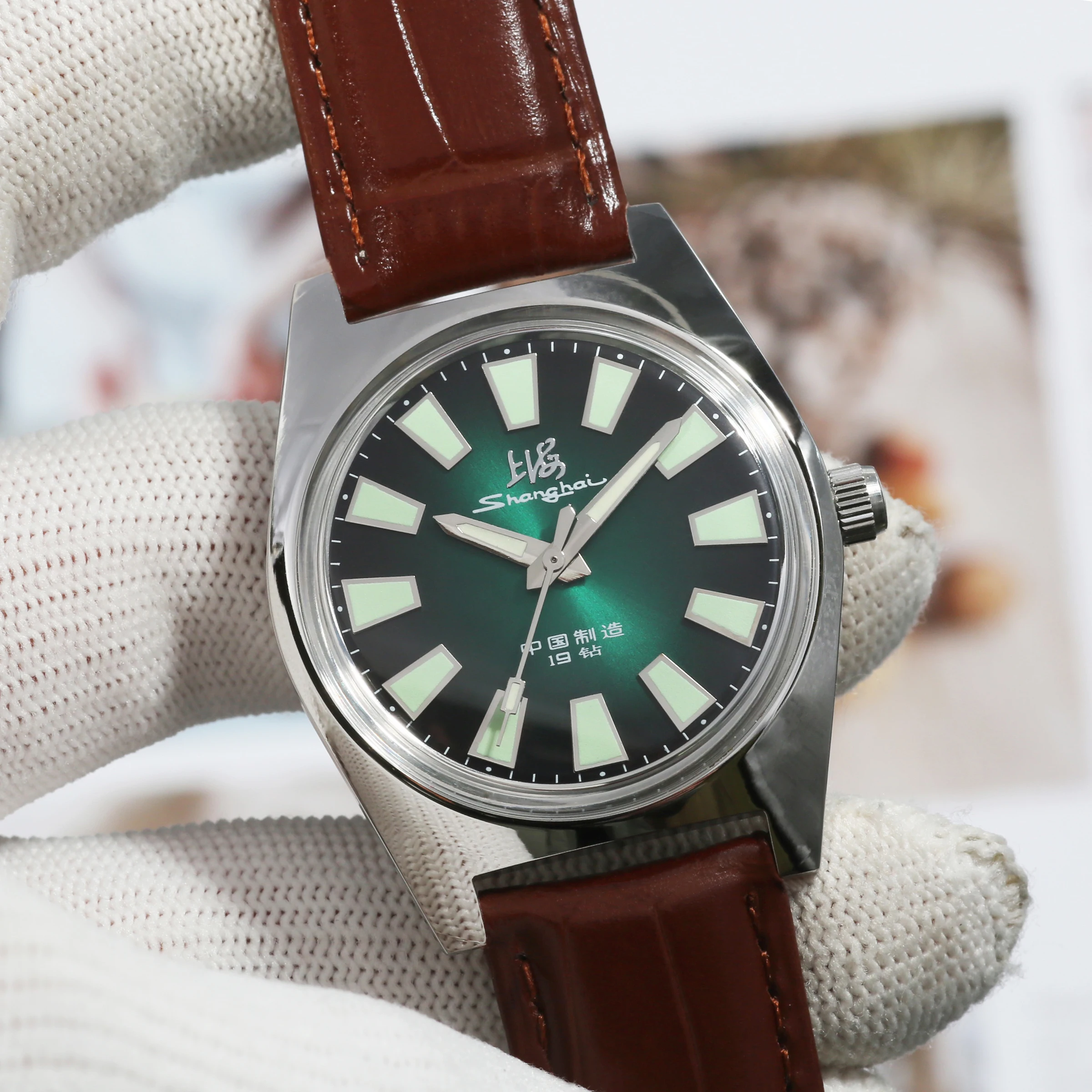 Shanghai 7120 Mens Watch Vintage Pilot Style Hand Wind Mechanical Waterproof Collectible Wristwatch Bulk Wholesale