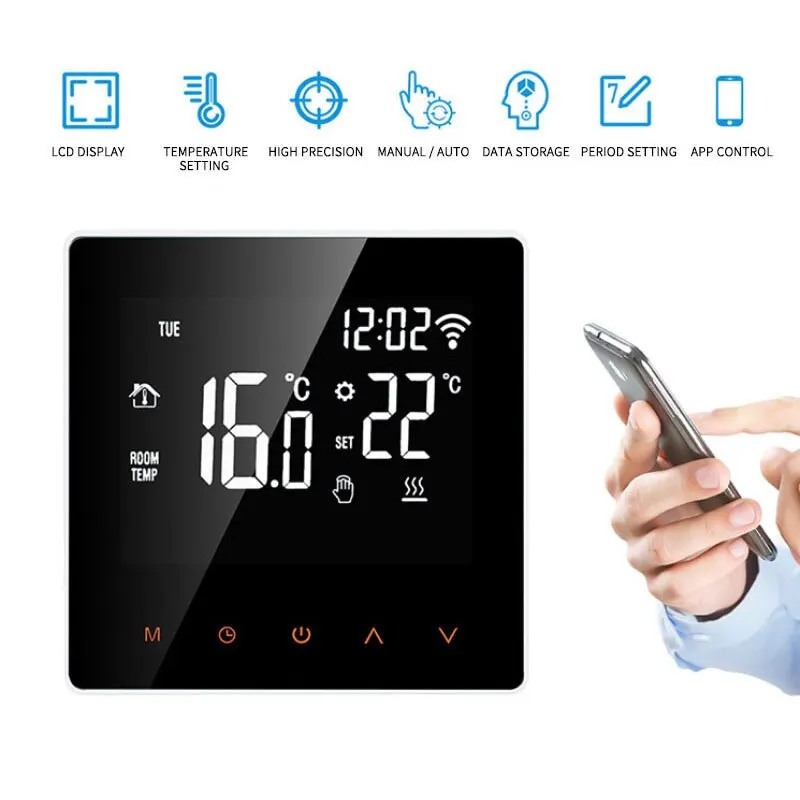 WiFi Smart Thermostat Electric Floor Heating Water/Gas Boiler Temperature Remote Controller Work With TuyaSmart APP Alexa Google