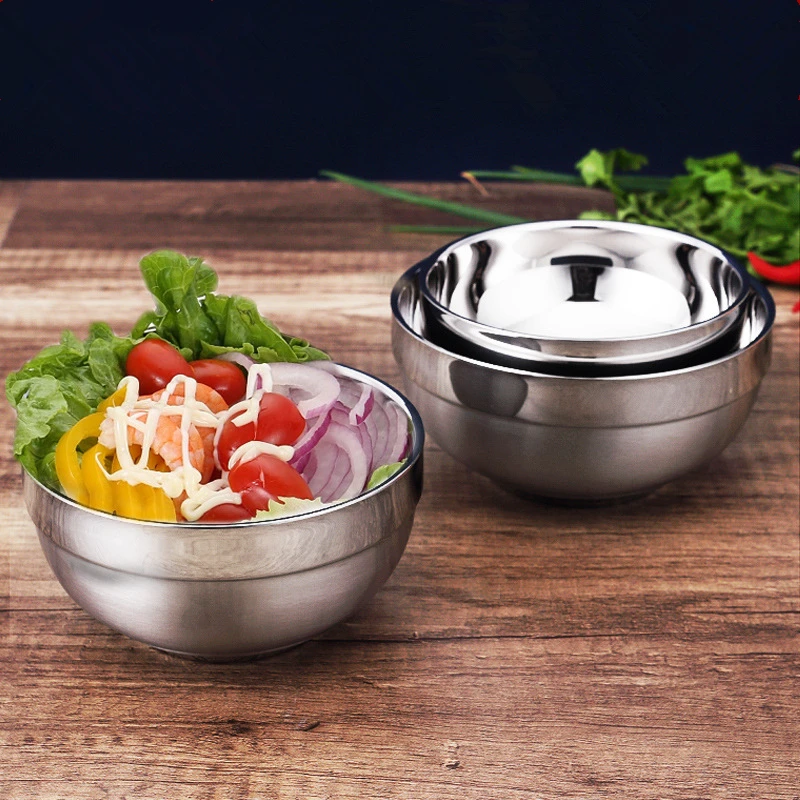 Bright Light 304 Stainless Steel Rice Bowls for Children Insulated Soup Bowl Thicken Kids Students Tableware Food-grade Kitchen