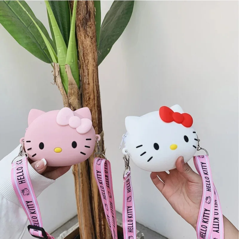 Tas selempang pelatih untuk anak perempuan Hello Kitty Kawaii tas surat perjalanan 3d bahu dompet kecil tas ponsel untuk hadiah anak perempuan