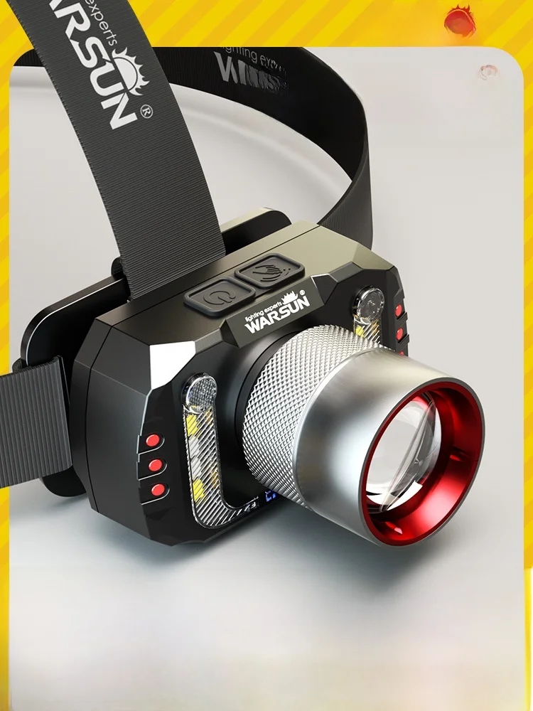 ウォーサン-ズーム式ヘッドランプ-超高輝度-長時間使用可能-夜釣り-アウトドア-登山-キャップ装着型-荒野照明