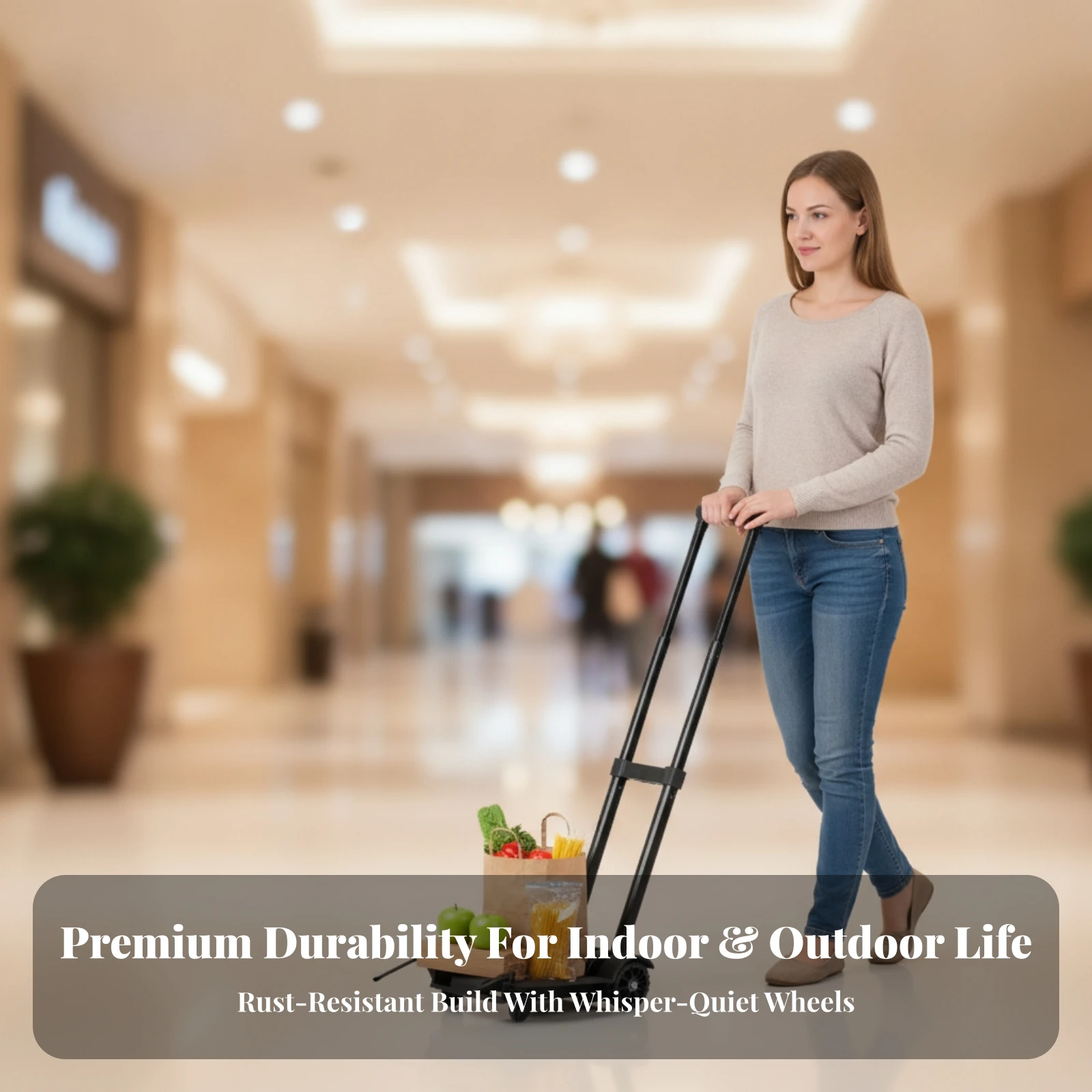 Folding Trolley Cart Collapsible Folding Hand Cart Dolly Telescoping for Travelers, Travel, Grocery Shopping