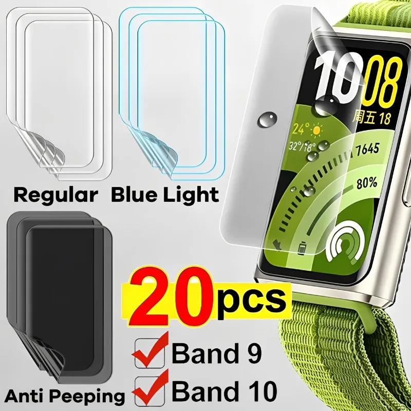 Protective Hydrogel Film for Huawei Band 9 10 Soft Anti-scratch HD/Blue Light/Anti-peeping Screen Protector for Huawei Band 10 9