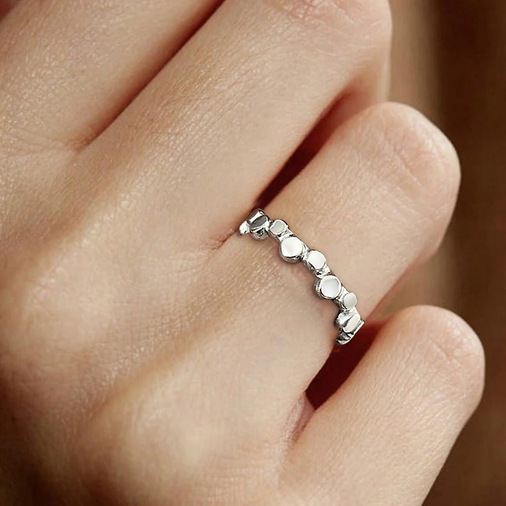 DGIDDK Stainless Steel Ring Irregular Harajuku Style Opening Adjustable Jewelry For Women Stainless Steel Daily Commuter Wear