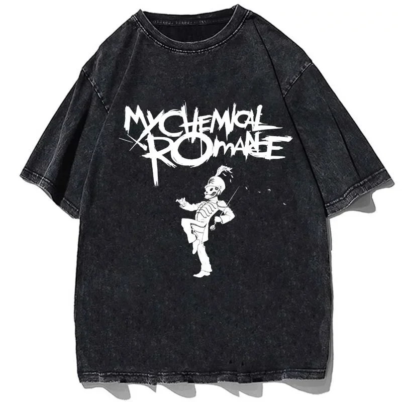 Punk Band Graphic T-Shirt My Chemical Romance Printed Tshirt High Quality Cotton Loose Oversize Tees Vintage Washed T Shirt