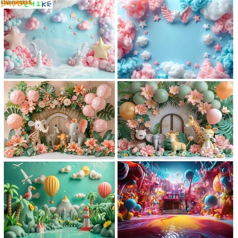

Dreamy Pink Floral Frame Birthday Photography Backdrops Props Baby Party Decoration Animals Photo Studio Background DA-04