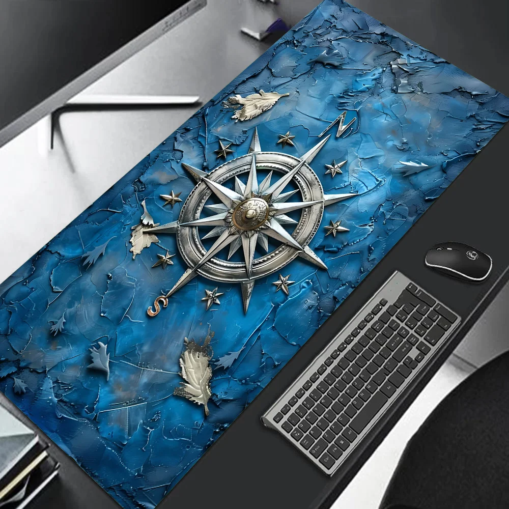 Large Vintage Nautical Map Mouse Pad with Wooden Frame Desk Mat Gaming Mat  Non-Slip Desk Mat for Office and Home Gaming Gamer