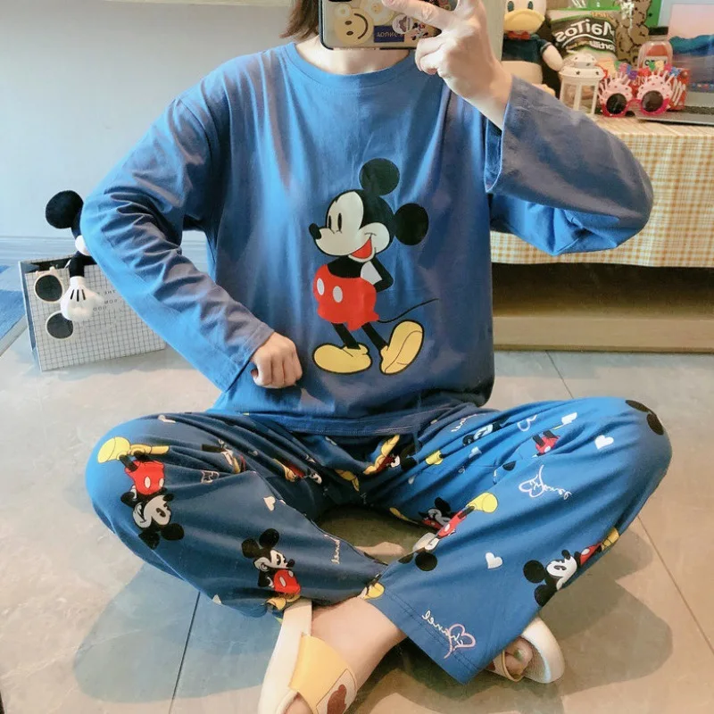 Women\'s Pajamas Sets Spring Autumn Two-Piece Cute Print Pyjama Long Sleeve Pijama Home Clothes Two-piece