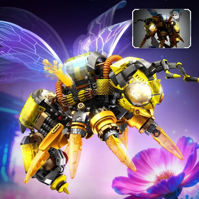 Sembo blocos de construção de abelha mecânica série cyberpunk modelo de montagem de tamanho grande brinquedo educativo infantil presente de aniversário
