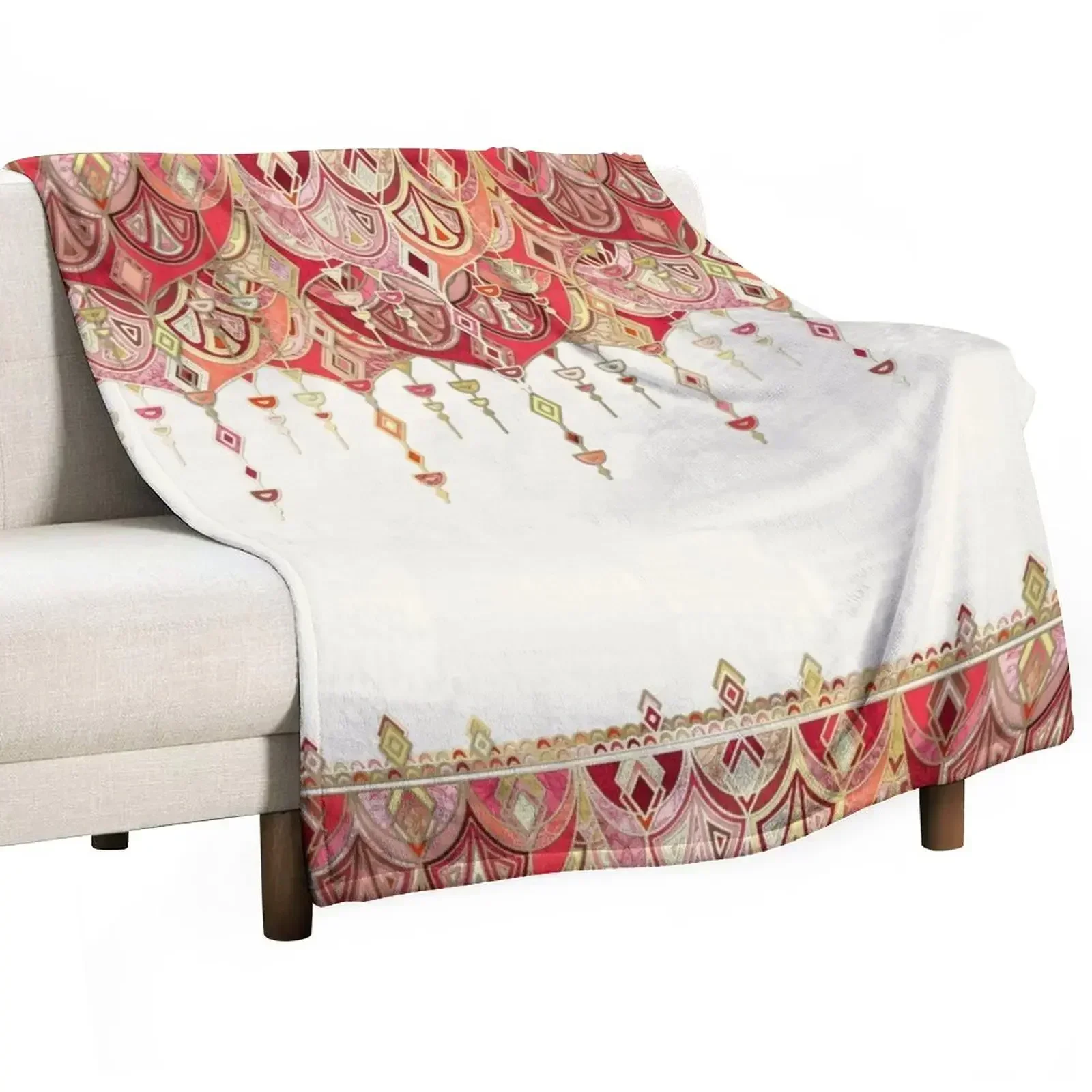 New Royal Red Art Deco Double Drop Throw Blanket Polar Travel Bed linens Furry christmas decoration Flannel Blankets