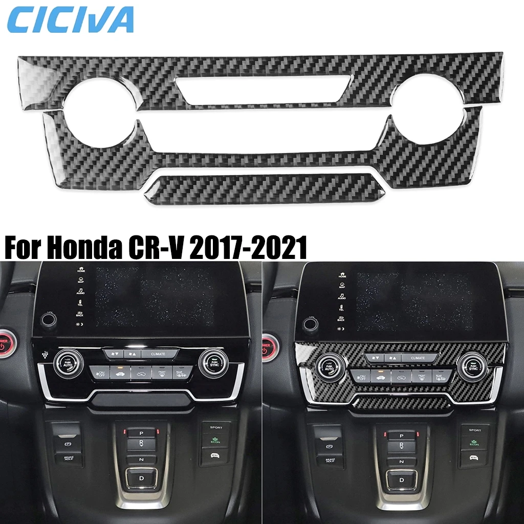 

For Honda CR-V CRV 2017 2018 2019 2020 2021 Carbon Fiber Center Console CD Radio Button Interior Car Accessories Cover Stickers