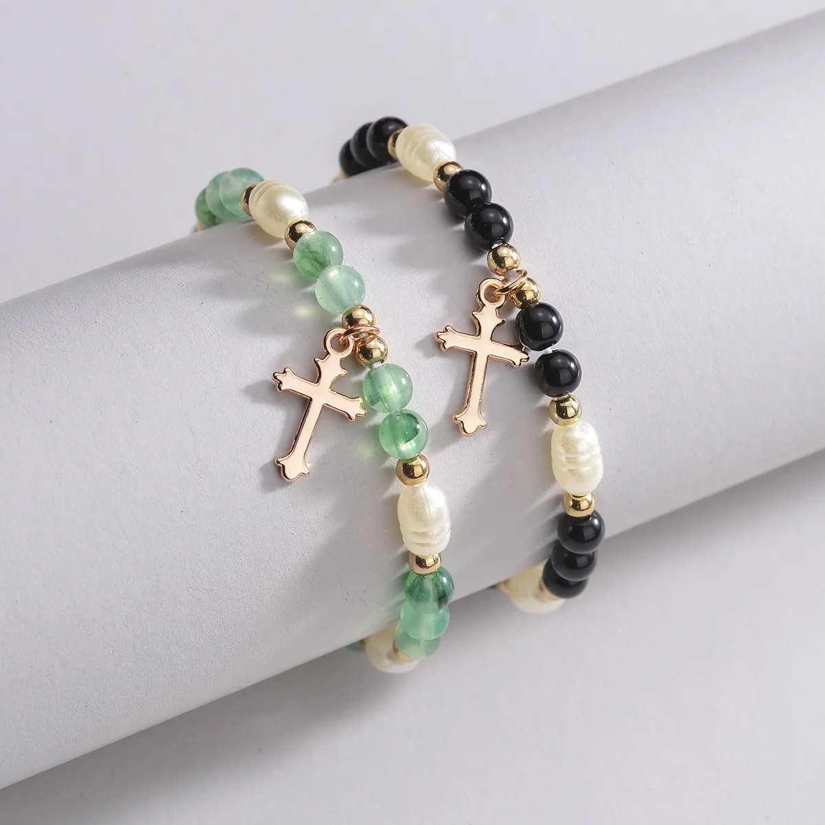 مطرز سوار للنساء والفتيات ، عبر قلادة ، الأسود والأخضر ، مجوهرات حفلة حلوة ، هدية الكلاسيكية ، 2 قطعة مجموعة #2