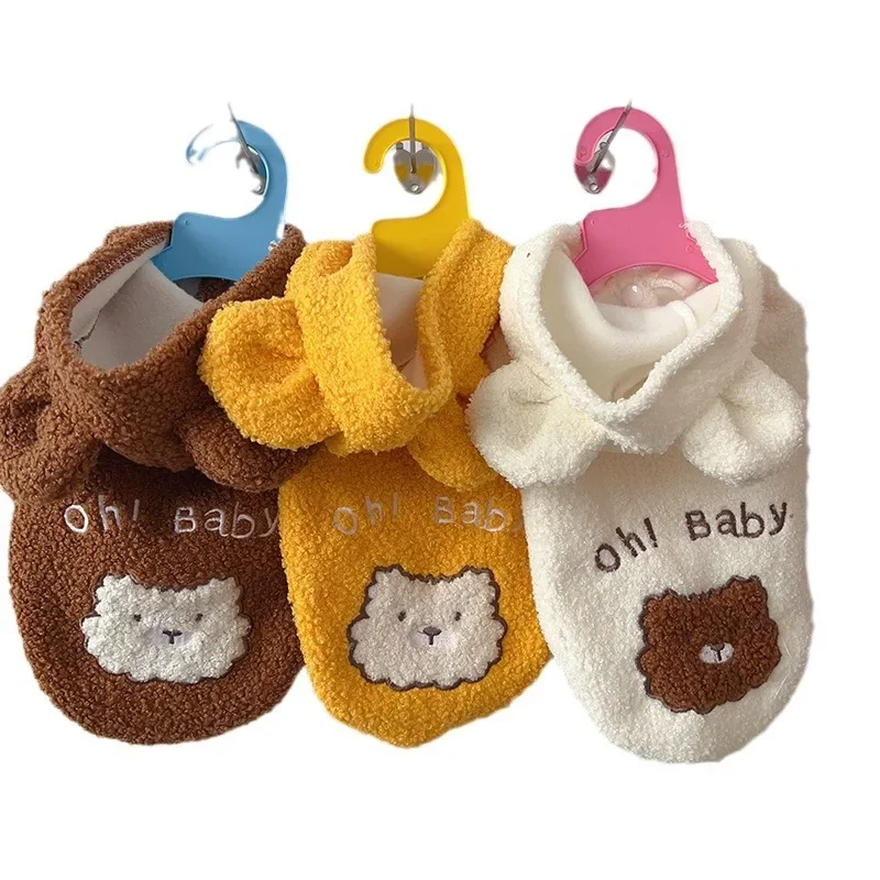 Pet Clothing Small Dog Cat Teddy Velvet Dog Clothing Autumn/Winter Warm Vest Bear Ear Transformation Dress Puppy Clothes