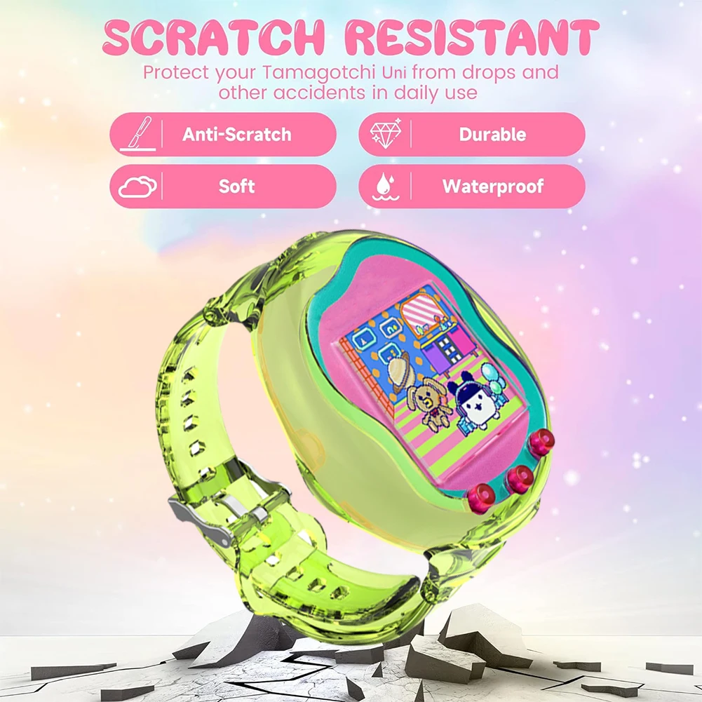 TPU Wristband Adjustable Protective Case for Tamagotchi Uni Shockproof Anti-Drop Wrist Strap Washable for Kids 6.3-8.85in