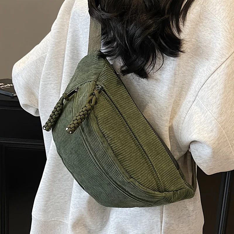 

Идеальная женская винтажная вельветовая поясная сумка, регулируемая сумка через плечо с несколькими карманами на молнии для ежедневного использования, путешествий и школы