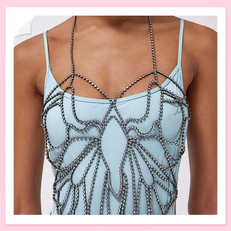 

Hot Selling Rhinestone Butterfly Bra Fashion Sexy Bikini Bra Body Chain