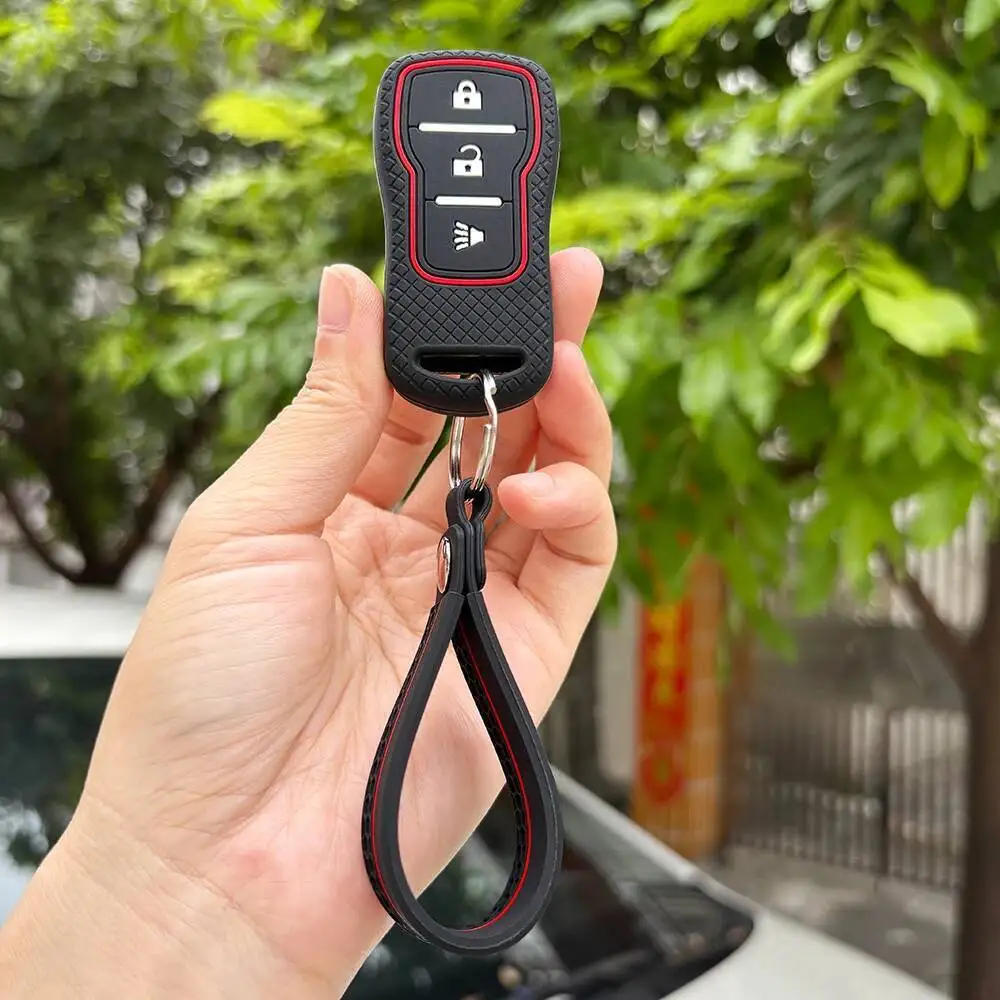 حامل سلسلة مفاتيح من السيليكون لنيسان تيدا سنترا X-trail T30 ألتيما فرونتير ماكسيما لإنفينيتي QX56 JA60 FX35 غطاء حافظة مفاتيح #5