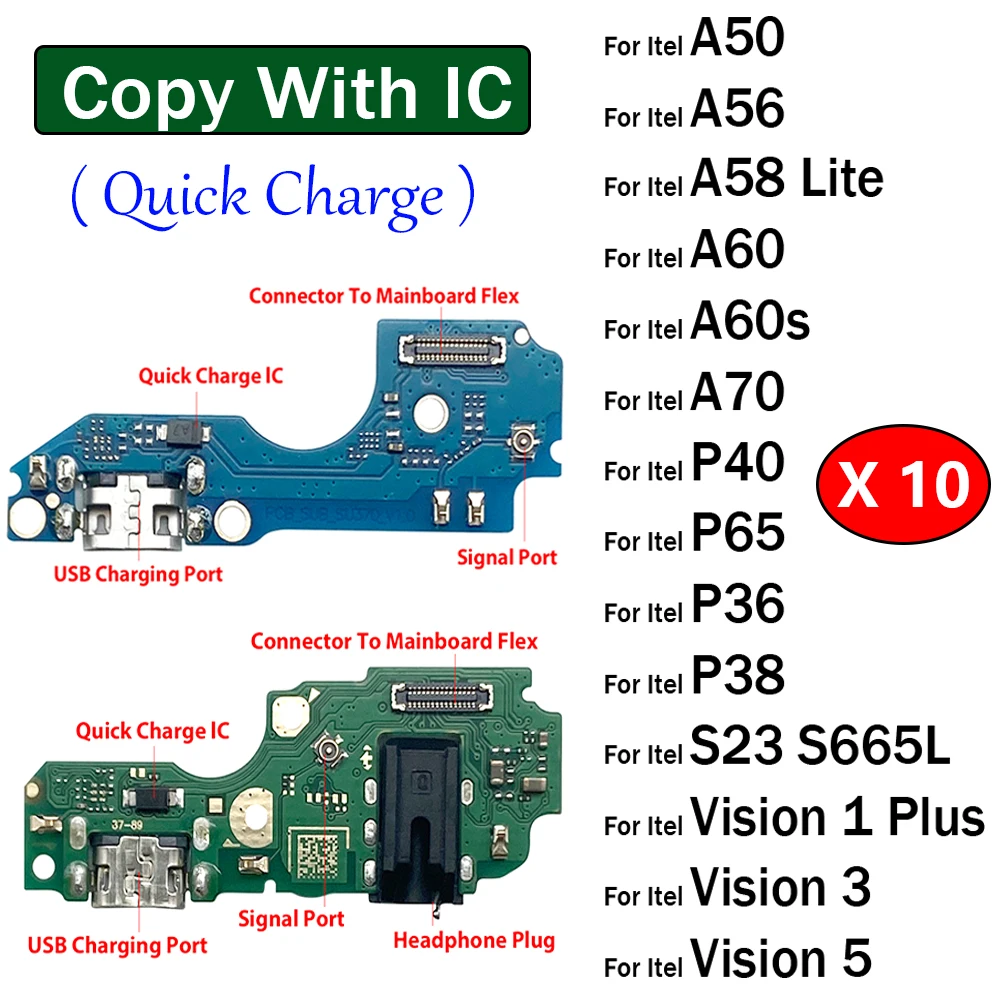 

10 шт., USB-порт для зарядки, док-станция, разъем для зарядного устройства для Itel A50 A56 A58 A60 A60s A70 P40 P65 P36 P38 S23 Vision 1 3 5 Plus