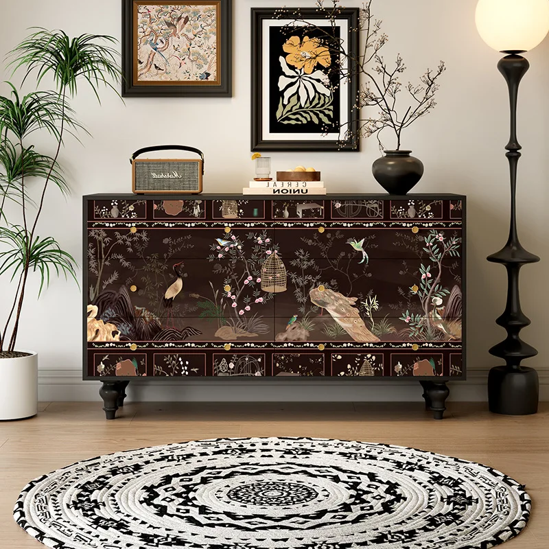 Drawer cabinet living room bedroom multi-functional locker retro dining side cabinet storage cabinet y