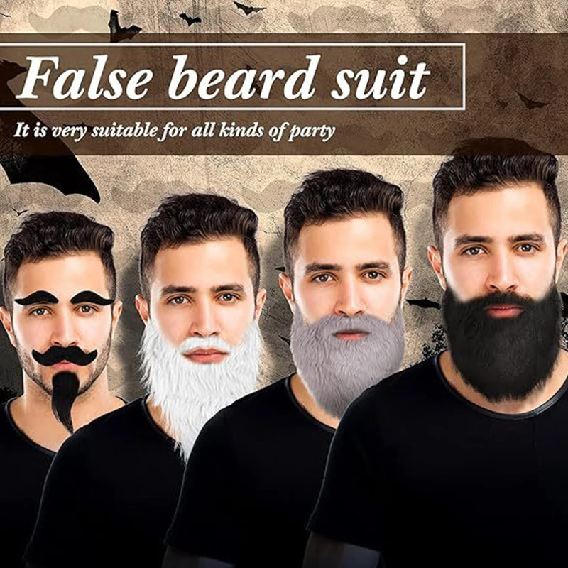 Barba falsa vestir-se com corda elástica cabelo facial cosplay bigode falso para desempenho de palco feriado masquerade festivo