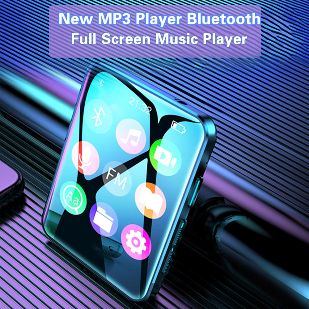 Bluetooth 5.0 MP3 Player Full Screen Walkman Music Player Novel Reading E-book Mp4 Video Player With Earphone With Back Clip