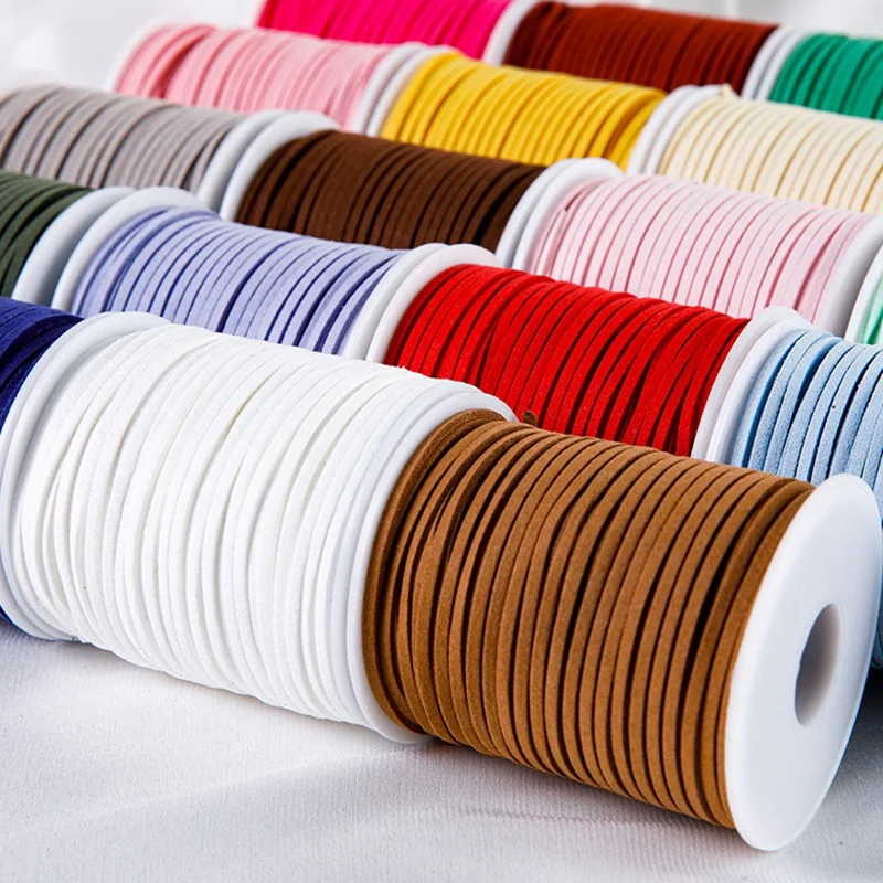 1 Roll 45Meters 2.6x1.4mm Faux Leather Cord Suede Velvet Leather Flat Rope String For Jewelry Making DIY Supplies