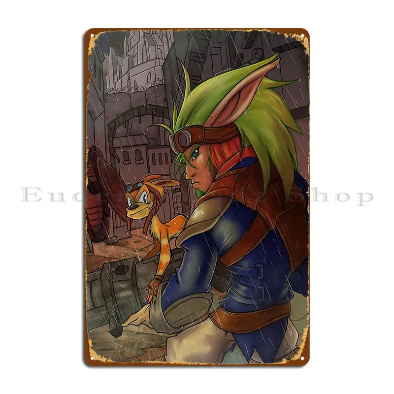 Letrero de Metal Jak y Daxter, placas para Club, cueva de pared, diseño personalizado, cartel de estaño