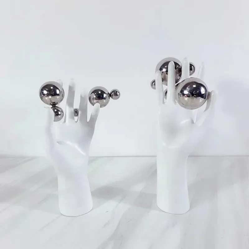 

Серебряный шар, белая Ладонь, полимерная скульптура, украшение для дома, металлический пузырьковый шар, для офиса, цветочная композиция, Современное Абстрактное Искусство