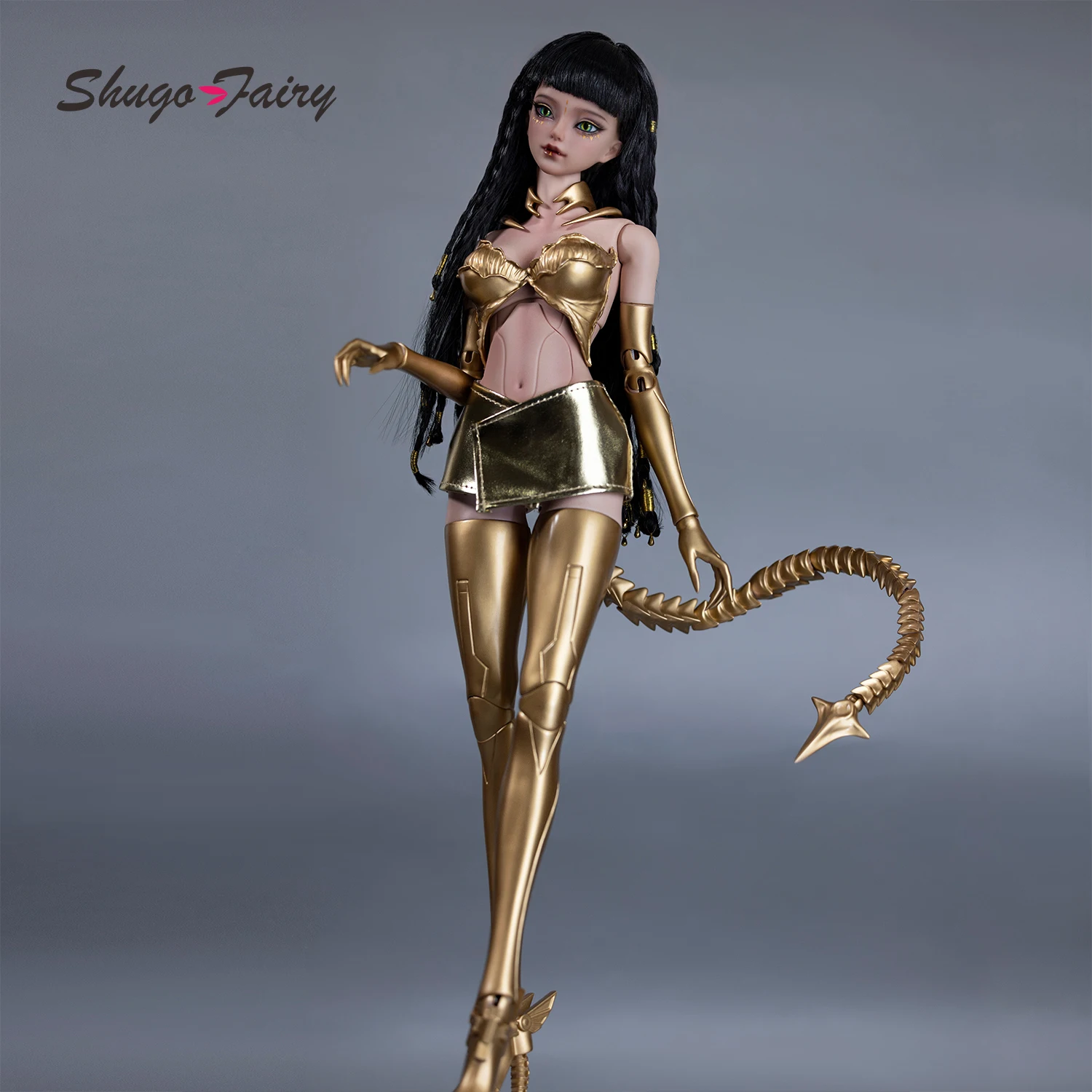 

Кукла BJD 1/4 змея, полный комплект C, сюрреалистический киберпанк, солнечная богиня, меха, девушка, фигурка ручной работы из смолы, магнитный хвост, ShugaFairy