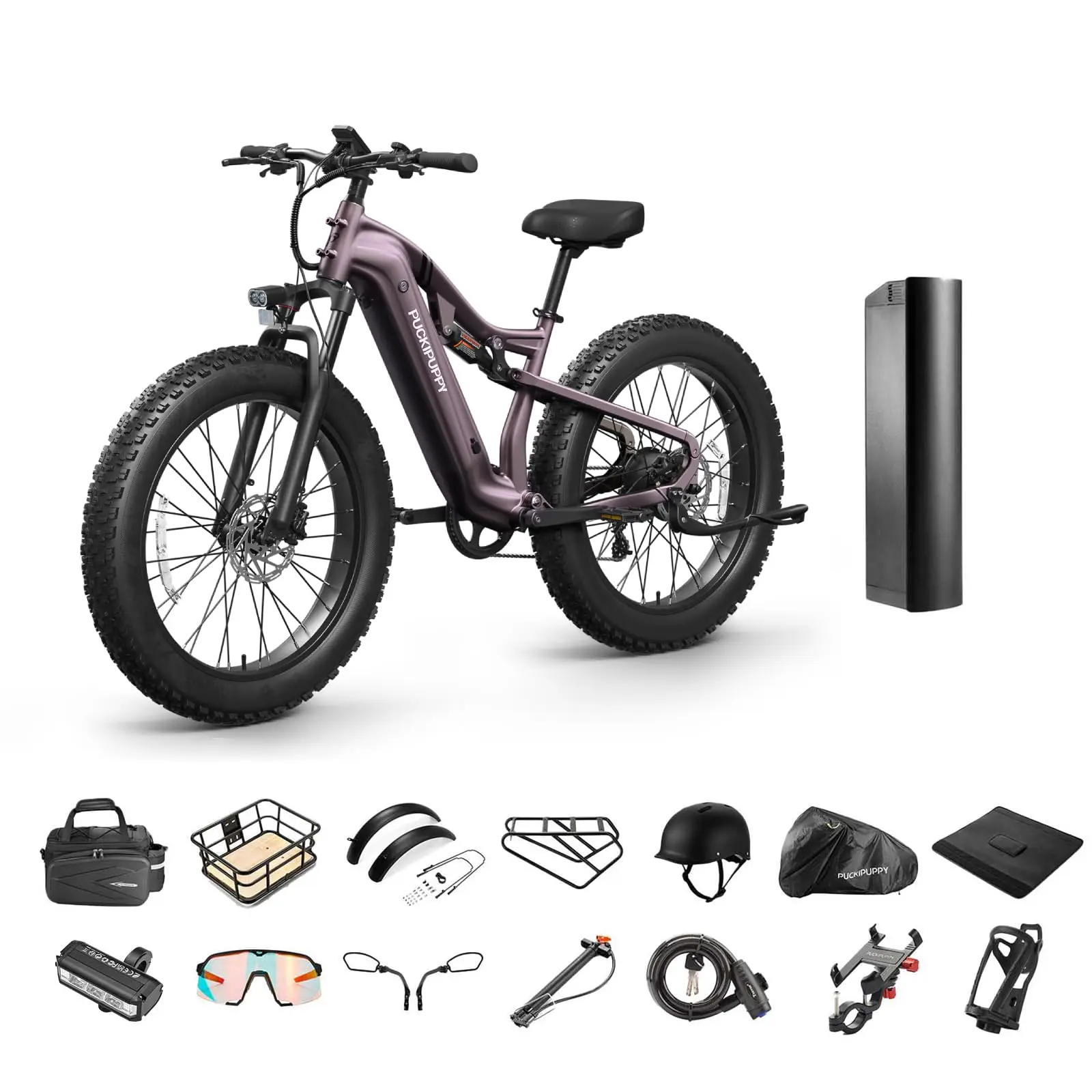 

PUCKIPUPPY Labrador Pro Electric Bike 28MPH 8Speed 1350W Peak 48V 20Ah Battery with Luxury Accessory Pack and Extra 15Ah Battery