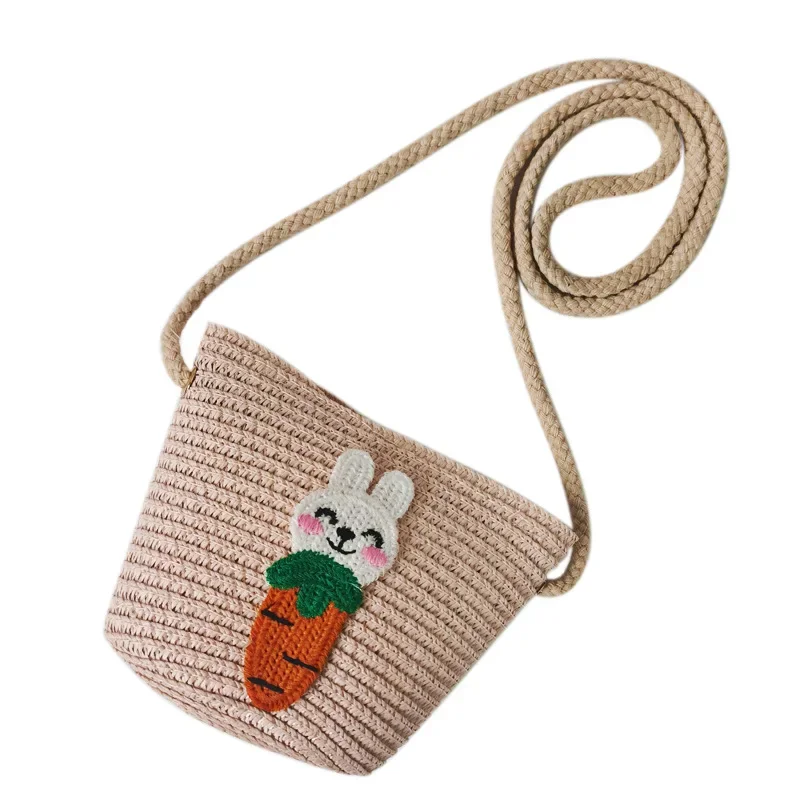 Kinder Strand Tasche 2024, Neue Baby Messenger Stroh Tasche Kindergarten Mini Cartoon Geldbörse Großhandel Umhängetaschen