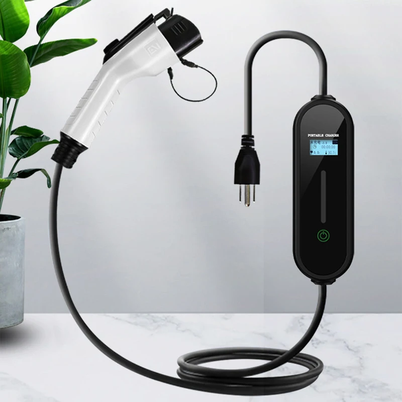 Portable Ev Charging Station 1.92 KW Portable Smart 1.3 Inch LED Light SAEJ1772 120V 8A 10A 13A 16A AC Ev Charger Type1 EVSE