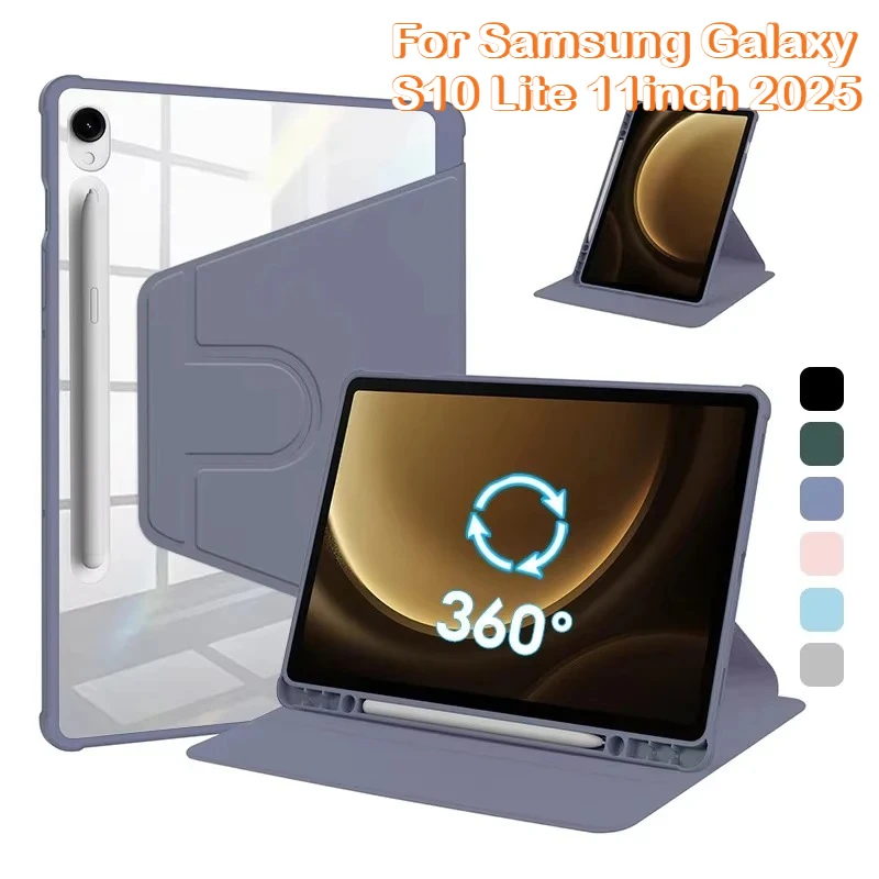 

360°Rotation Acrylic Case for Samsung Tab A11 A9 Plus S10 Lite 2025 S9 S8 S7 Plus 11 FE 10.9 12.4 8.7 A8 10.5 S6 Lite 10.4 Cover