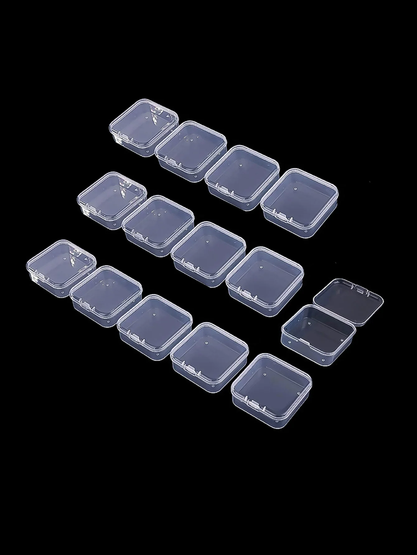1 Satz mit 30 Stück transparenten Kunststoff-Aufbewahrungsboxen, Mini-Kleingitter mit Deckel, quadratisch, für Schmuckperlen und verschiedene Gegenstände getrennt – Detail 5