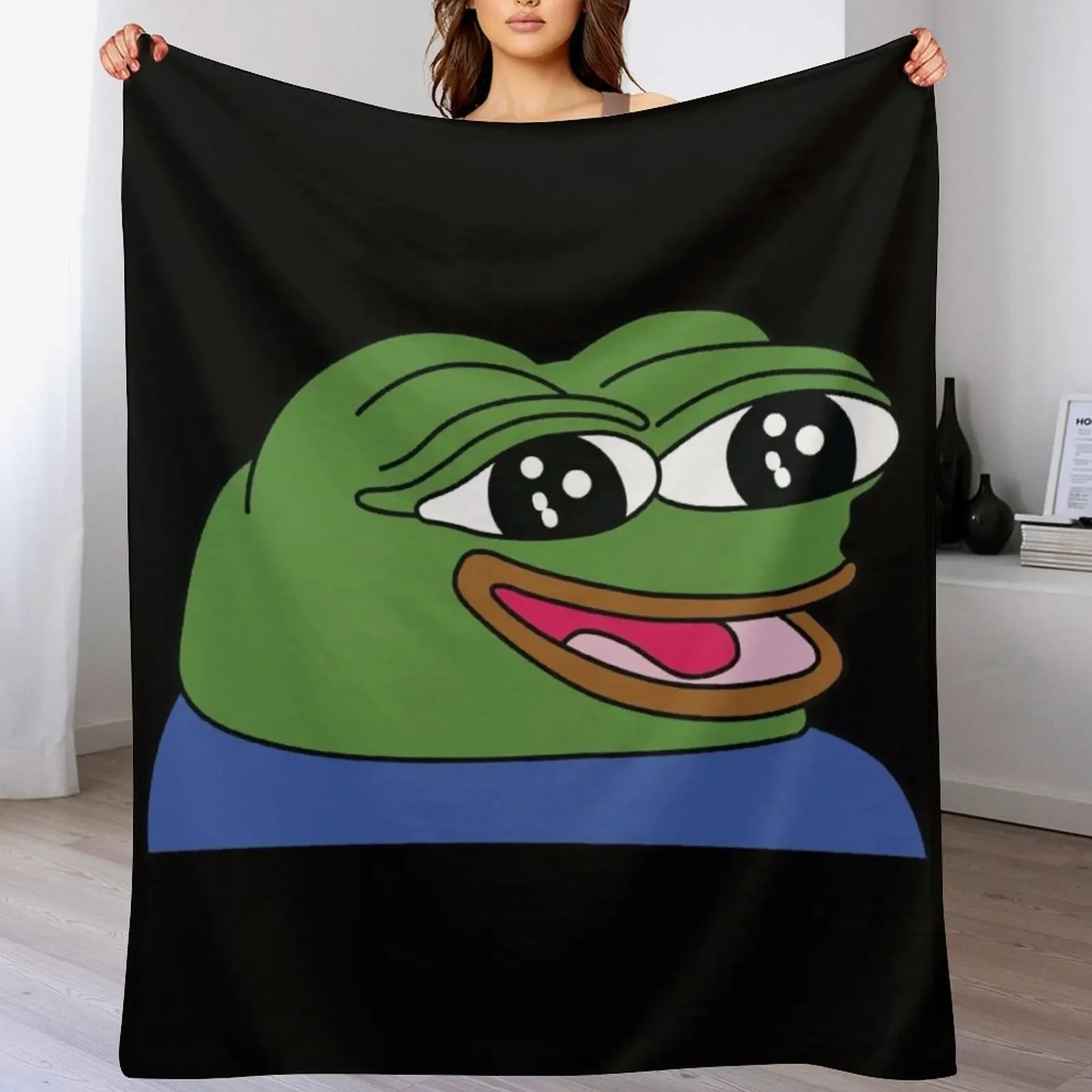 peepoHappy Emote High Quality Throw Blanket Ultra Plush Cozy Blanket for Napping Sleeping