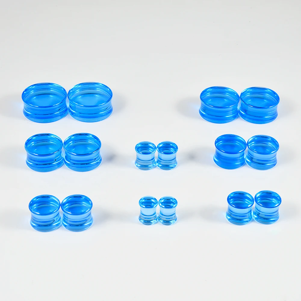 2PCS/Lot Glass Multiple Colors Ear Plugs Earrings Expander Gauges Round Tunnels Fashion Piercing Jewelry for Men Women 6-30mm