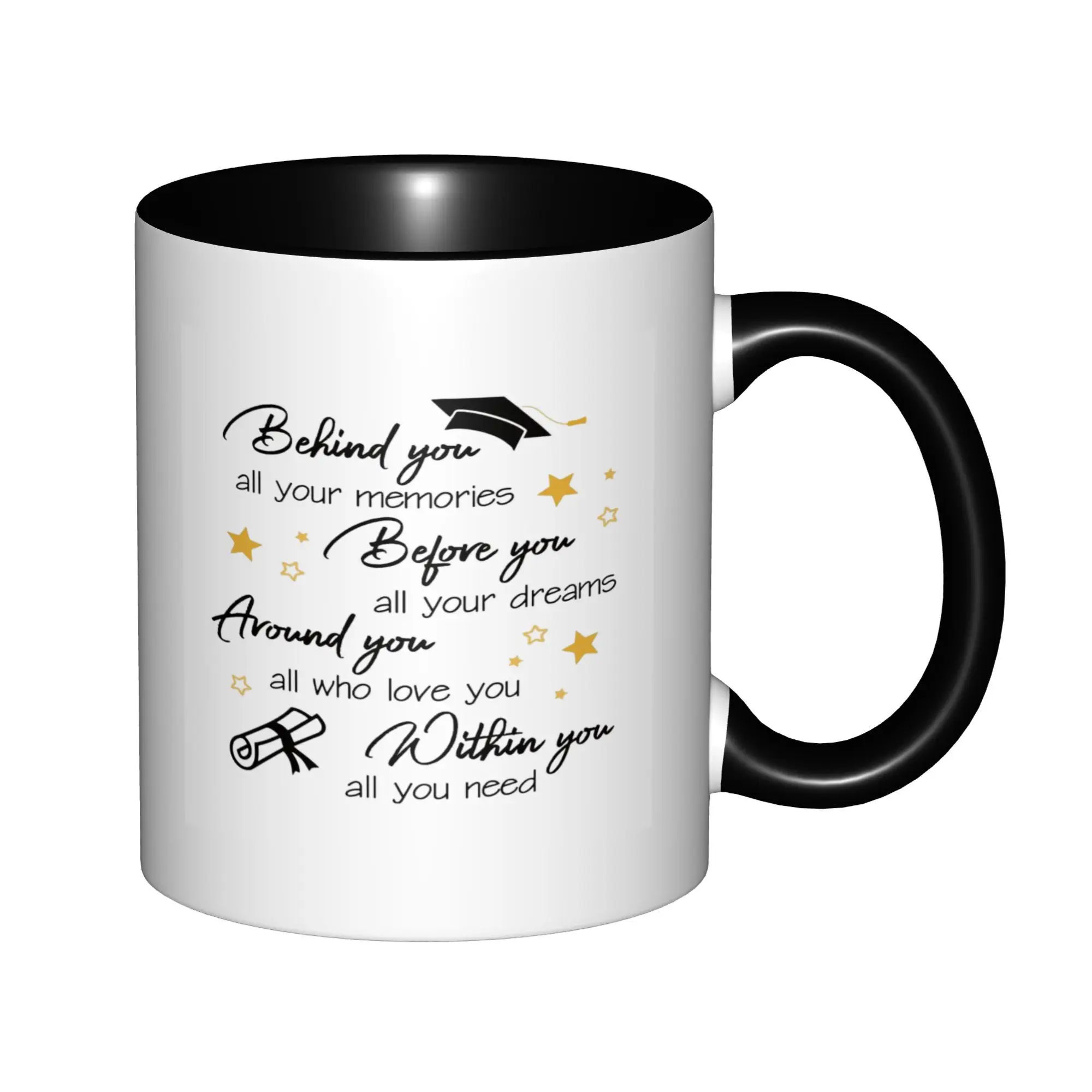 

Graduation Gifts for Her, Behind You All Your Memories Mugs With Black Handle Birthday Coffee Mugs Ceramic Tea Cups 11oz ,