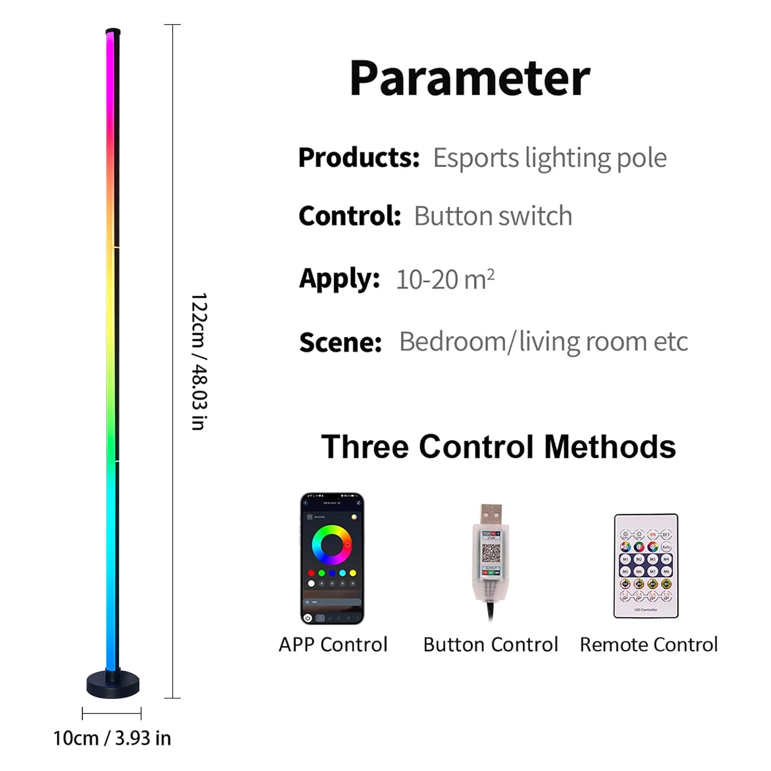 Smart RGB LED Corner Floor Lamp with APP & Remote Control Music Sync Light with Timer Setting for LivingRoom Bedroom Gaming Room