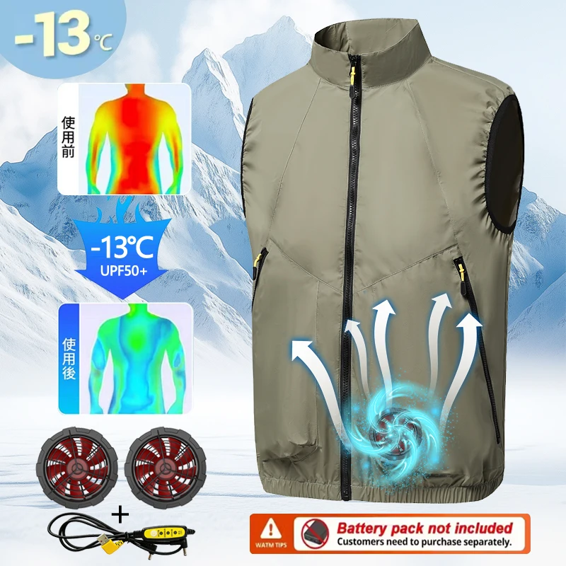 

Summer Cooling Fan Vest with Two Fans, Unisex Style, Heatstroke Prevention, Suitable for Welders and Labor Workwear