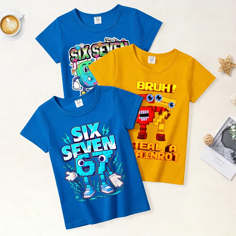 

Steal A Brainrot Kids T-shirt Humorou Games Role Boys Toddler O-Neck Tee Shirt Streetwear Cotton Cute Anime Short Sleeve Clothes