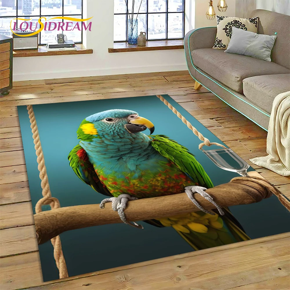 Colorful Parrot Macaw Budgerigar Bird Carpet Rug for Home Living Room Bedroom Sofa Doormat Decor,kid Area Rug Non-slip Floor Mat