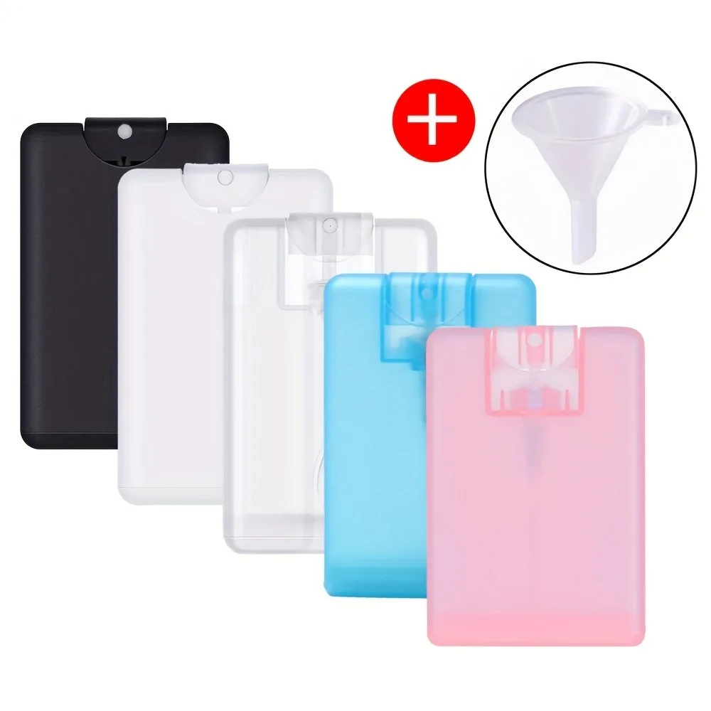 5PCS 20ML Portable Perfume Refillable Card Spray Bottle Alcohol Flat Fine Mist Atomizer Bottle with Funnel Travel Accessories