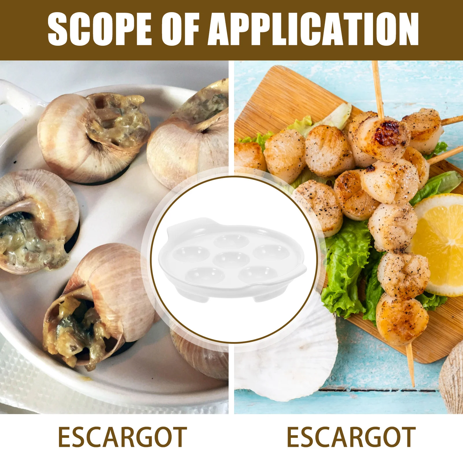 

2Pcs White Ceramic Escargot Plates French Style Snail Baking Dish Porcelain Footed Oven Safe Seafood Serving Plate Snail Baking