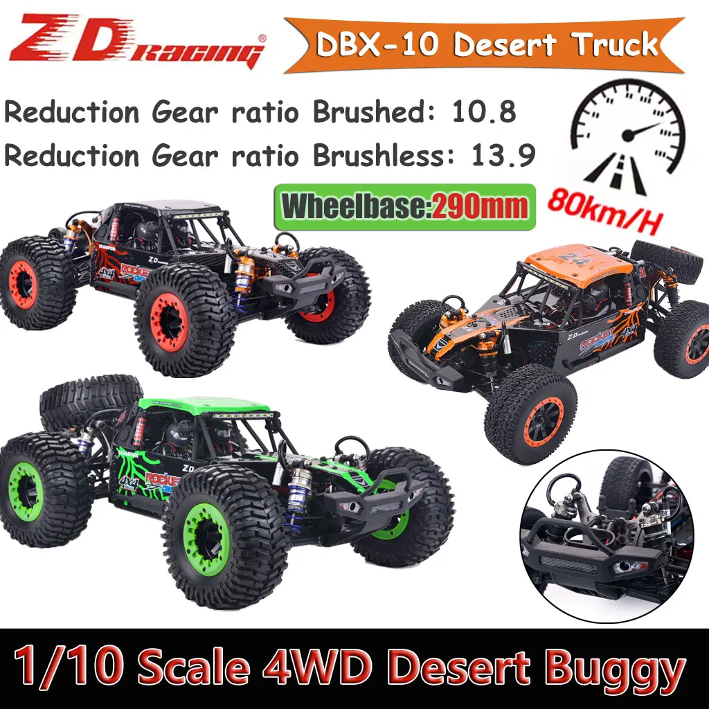 

ZD Racing DBX-10 2,4 ГГц 80 км/ч бесщеточный/хростящий комбинированный масштаб 1/10 RTR с дистанционным управлением высокоскоростной 4WD пустынный грузовик багги транспортные средства
