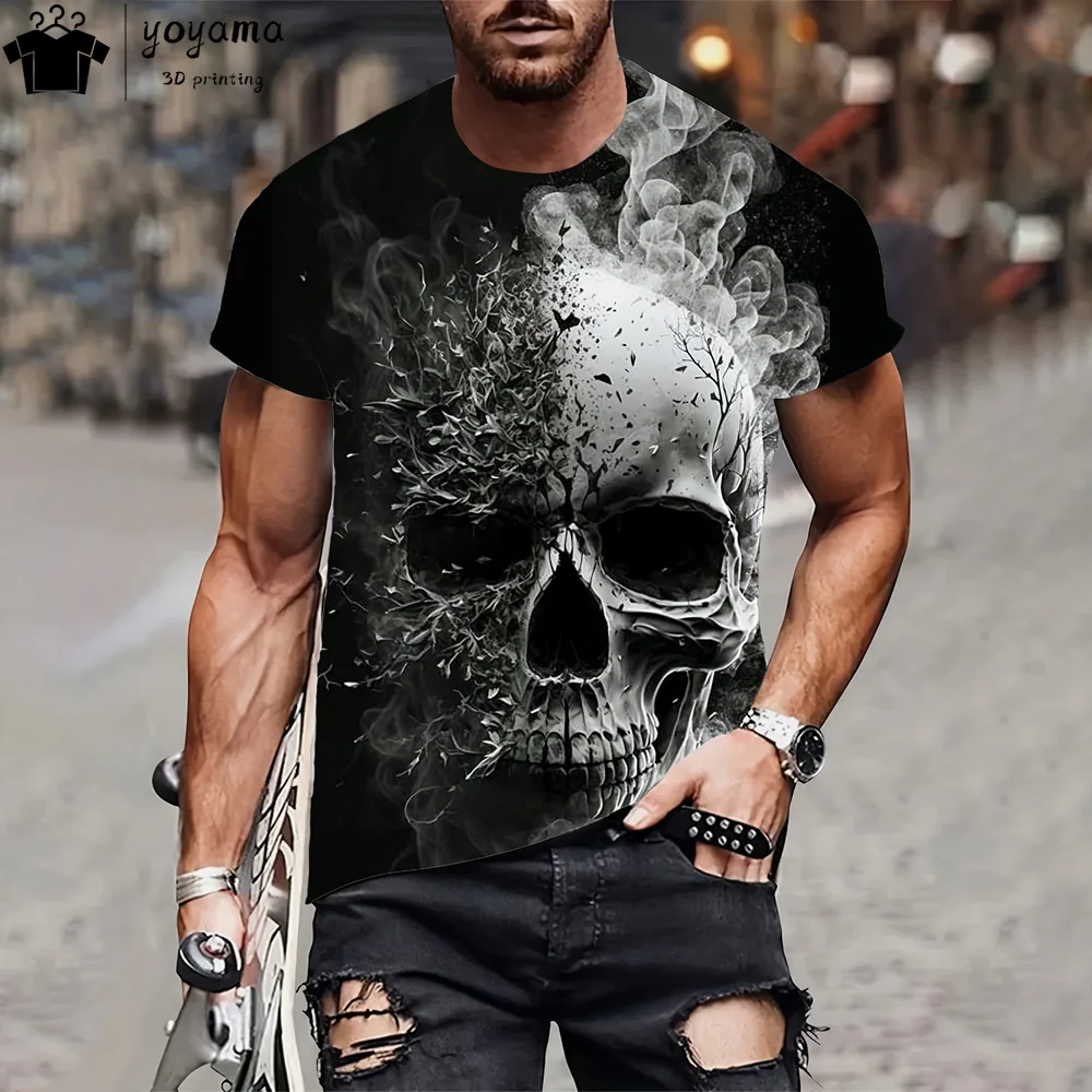 

Мужская одежда с принтом черепа, уличный рок, мужская одежда, футболки с 3D принтом черепа, винтажная готическая футболка, мужская футболка с круглым вырезом, модная футболка в стиле хип-хоп