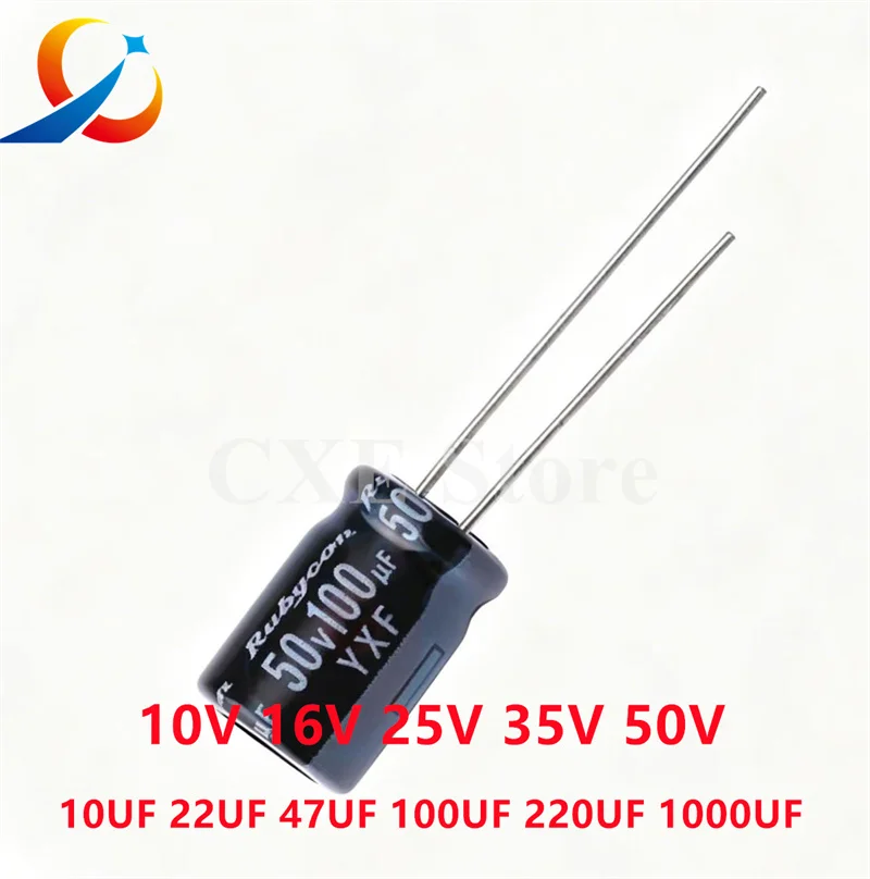10 SZT. YXF 10V 16V 25V 35V 50V 63V 100V 10UF 22UF 47UF 100UF 220UF 470UF 680UF 1000UF Kondensator Elektrolityczny Rubycon NOWY — zdjęcie produktu 3