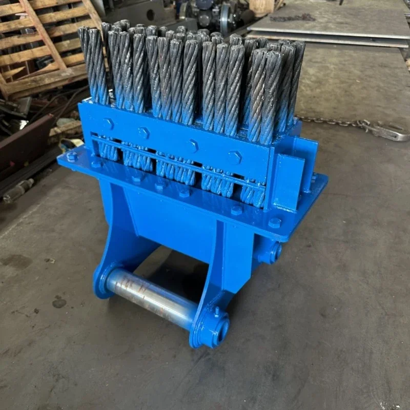 Wide one meter tunnel excavator steel brush, culvert bridge cleaning slag broom, engineering ground special cleaning brush