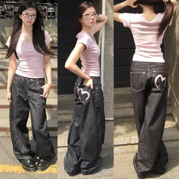 2025 Autumn Winter Women's Denim Jeans Y2K Wide Fit Baggy Jeans Grunge Harajuku Cowboy…