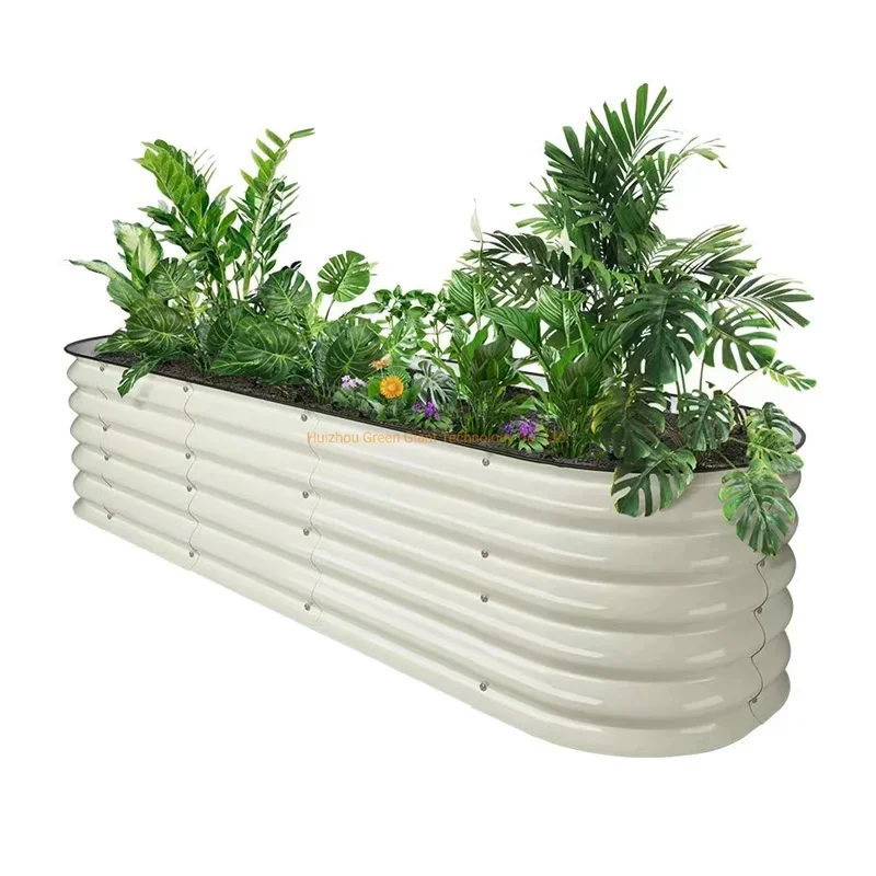 11'' Tall 6.5'x2' White Metal Raised Garden Beds (6 In 1) Outdoor Aluzinc Coated Galvanized Raised Garden Beds